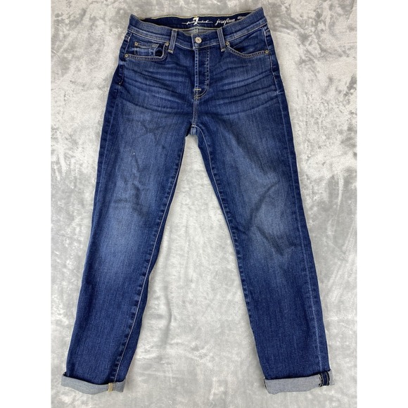 7 For All Mankind Denim - 7‎ For All Mankind Jeans Women's Josephina Skinny Boyfriend Dark Wash - Size 25